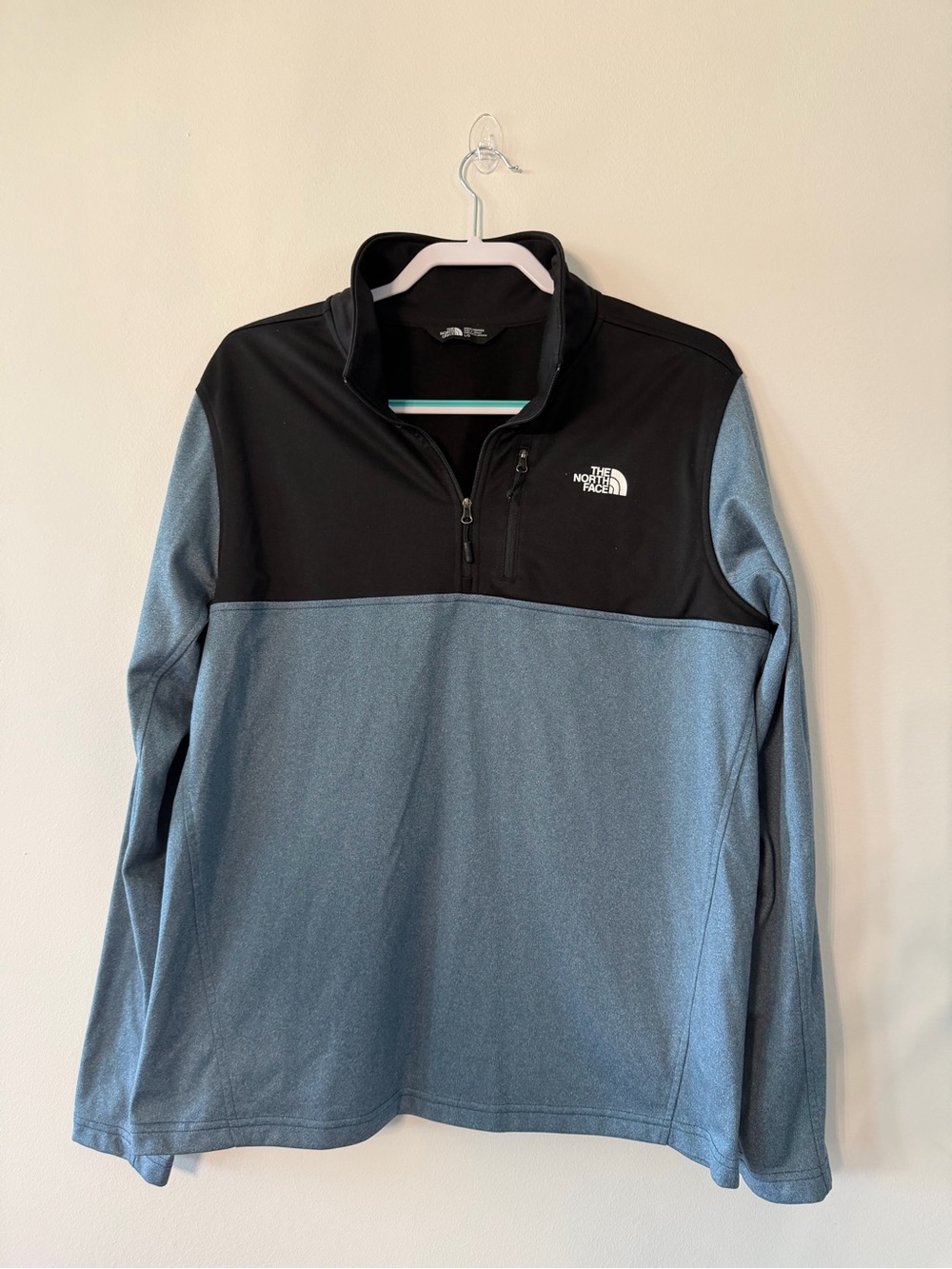 The North Face Black and Light Blue Quarter-Zip Pullover